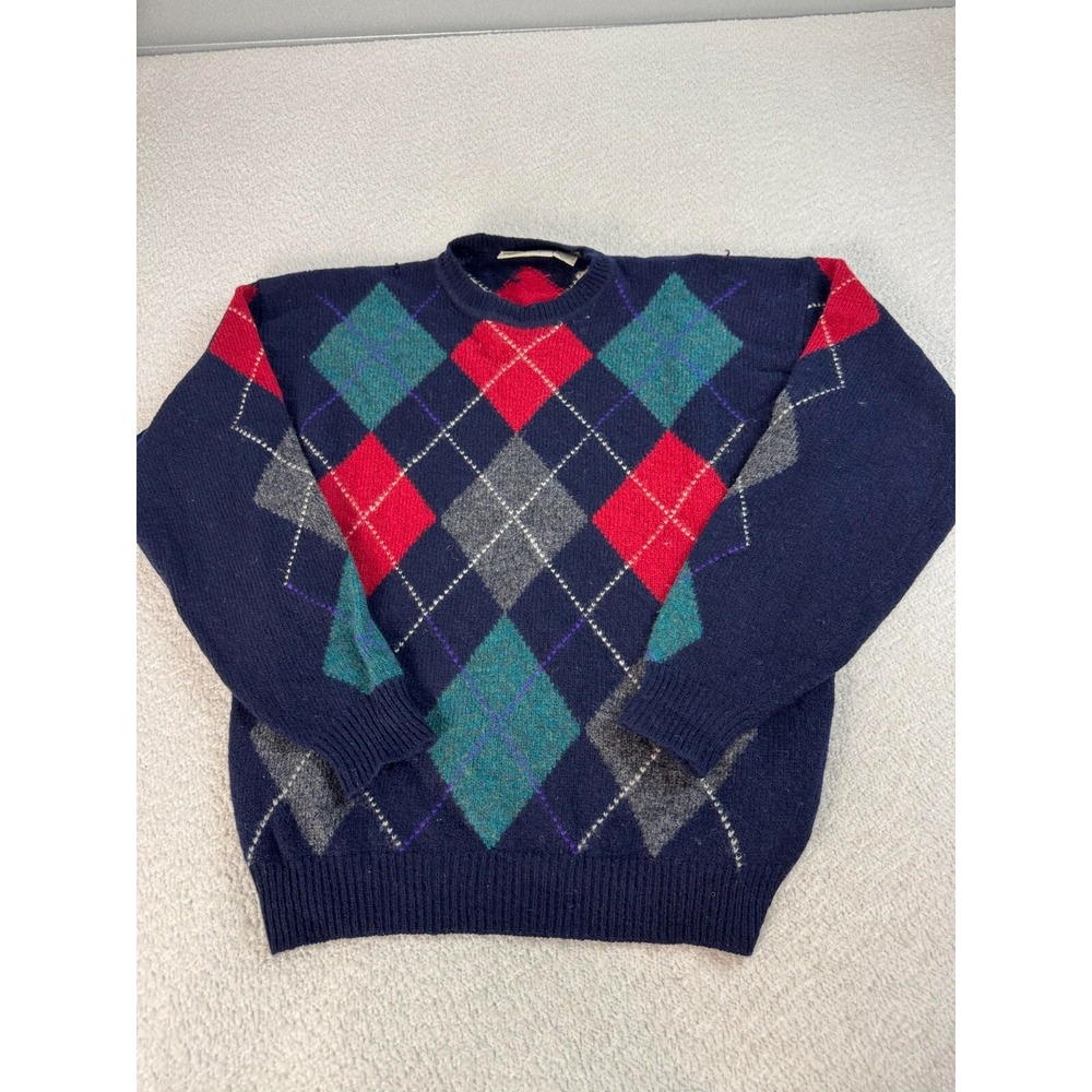 Vintage Britches Mens Wool Shetland Argyle Pullover Knit Crewneck Sweater‎ XL